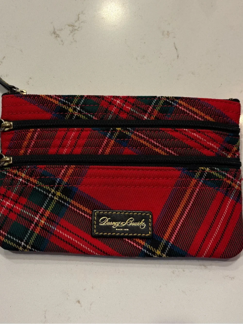 Dooney & Bourke Red Plaid Zip Wristlet